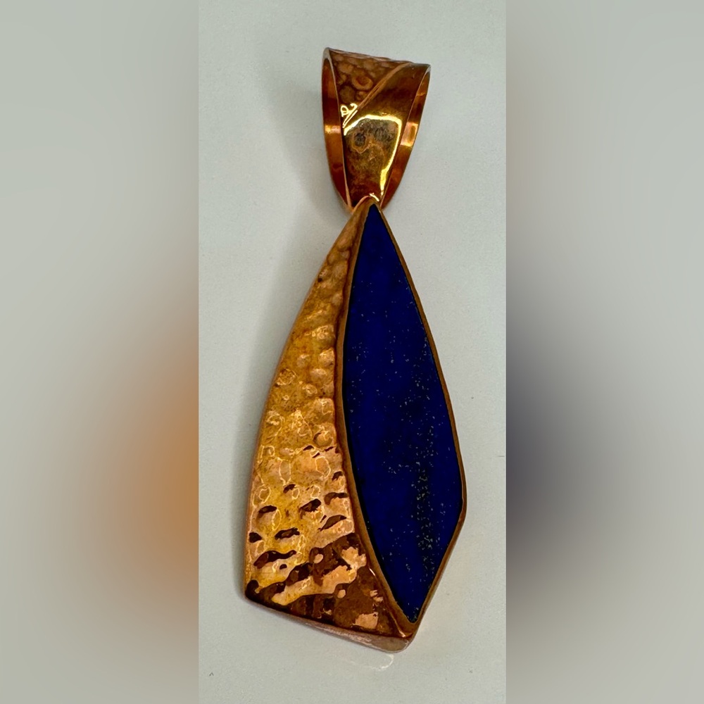 RARE Jay King Signed Desert Rose Trading Copper Lapis Necklace Pendant 3”